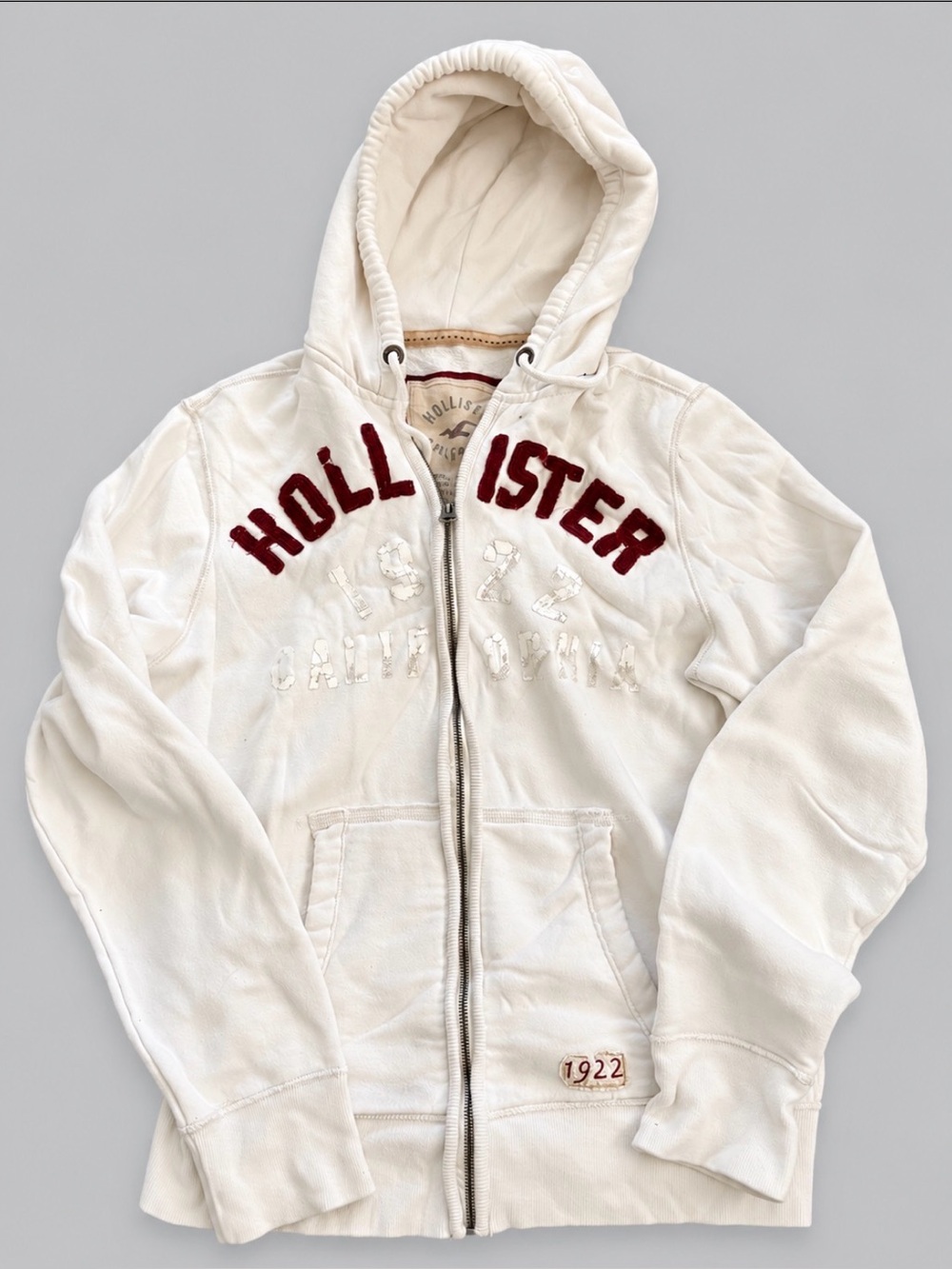 Vintage Y2K Hollister Men’s Full Zip Hoodie White